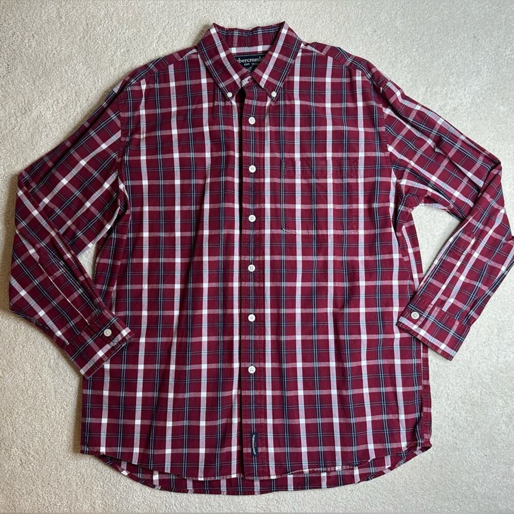 Abercrombie & Fitch Red and White Casual Button Down Shirt